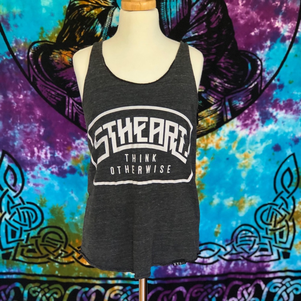 Stheart “think otherwise” razor back tank top